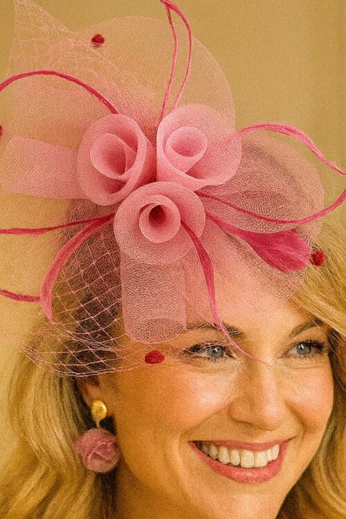 Flower Feather Mesh Bow Fascinator / Headband