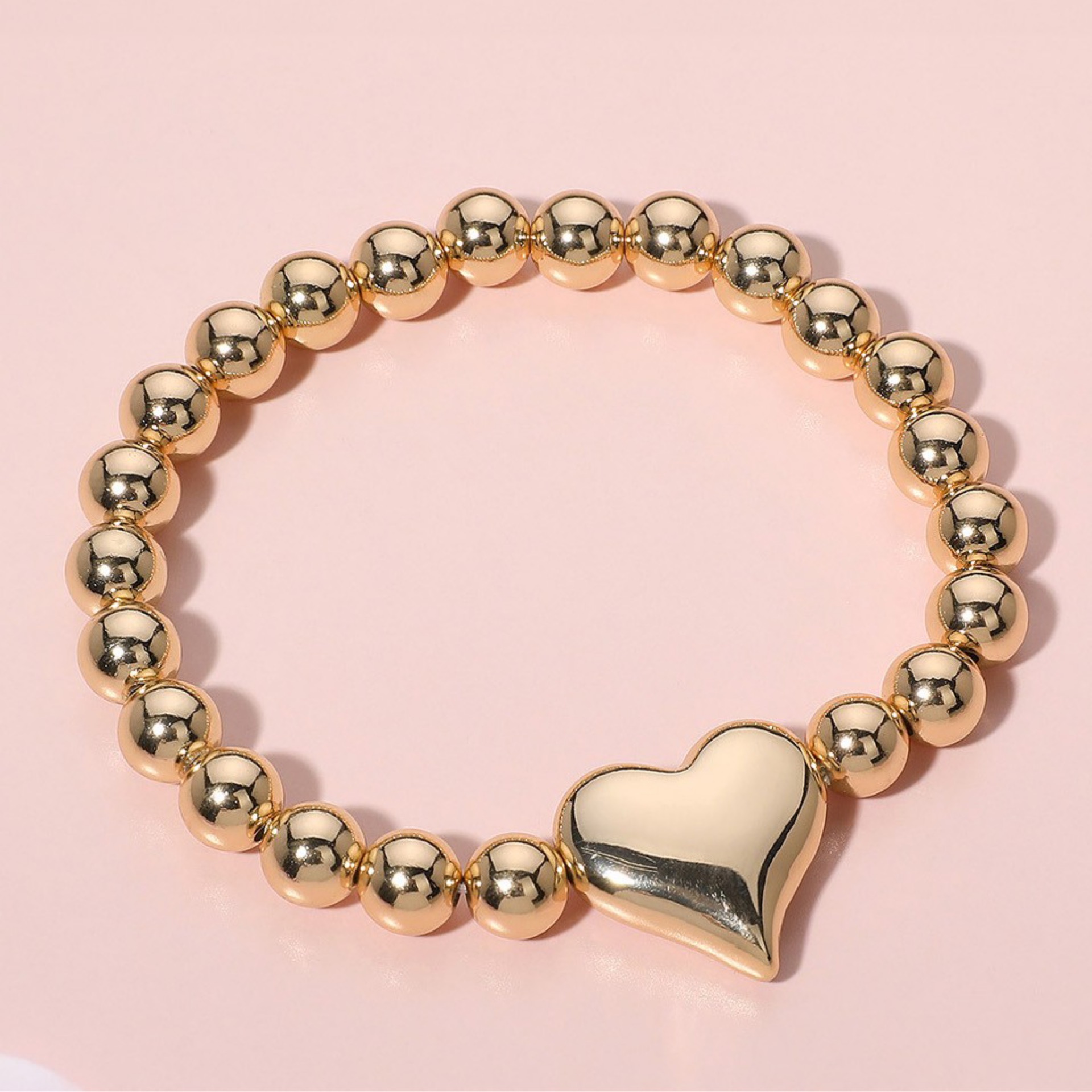 Metal Heart Pointed Ball Stretch Bracelet