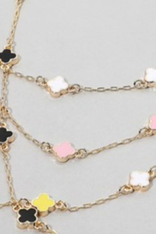 Enamel Quatrefoil Station Necklace