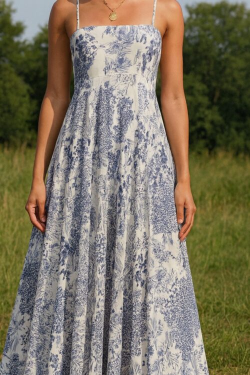 Briar Maxi Dress features a ruffled hem and a sleeveless