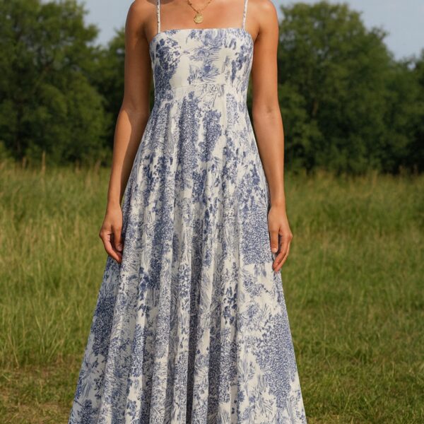 Briar Maxi Dress features a ruffled hem and a sleeveless