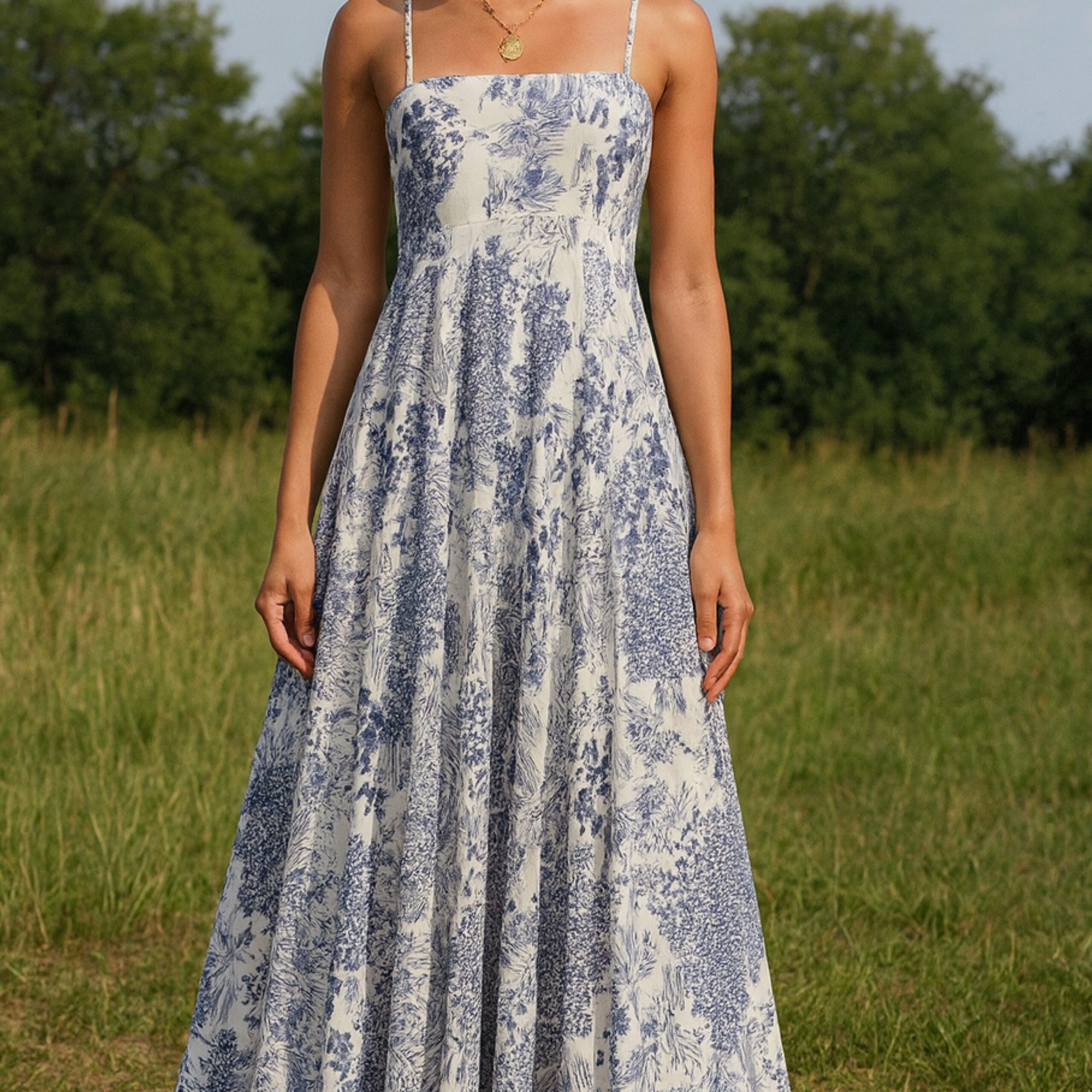 Briar Maxi Dress features a ruffled hem and a sleeveless