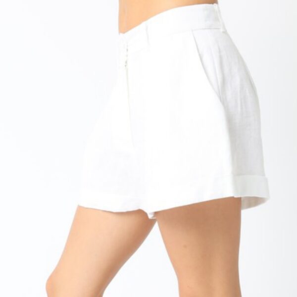 Catalina Linen Shorts features a button closure and pockets.