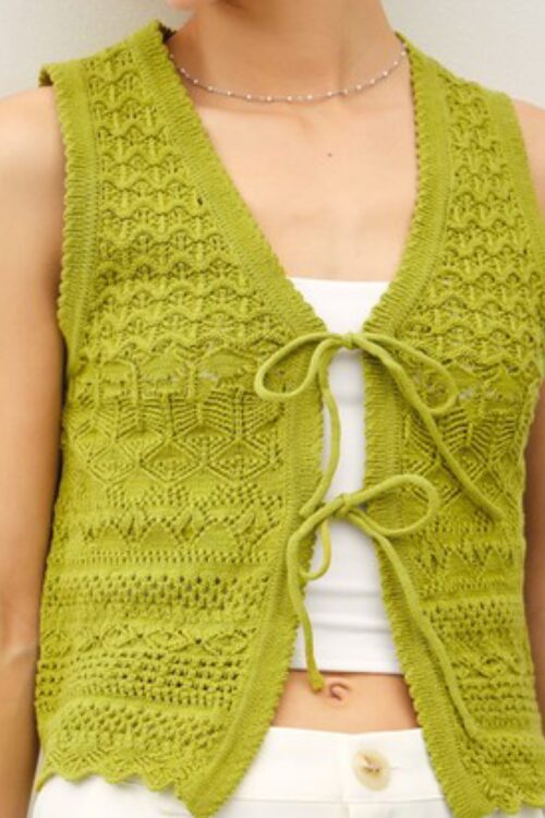 Crochet Knit Tie Vest
