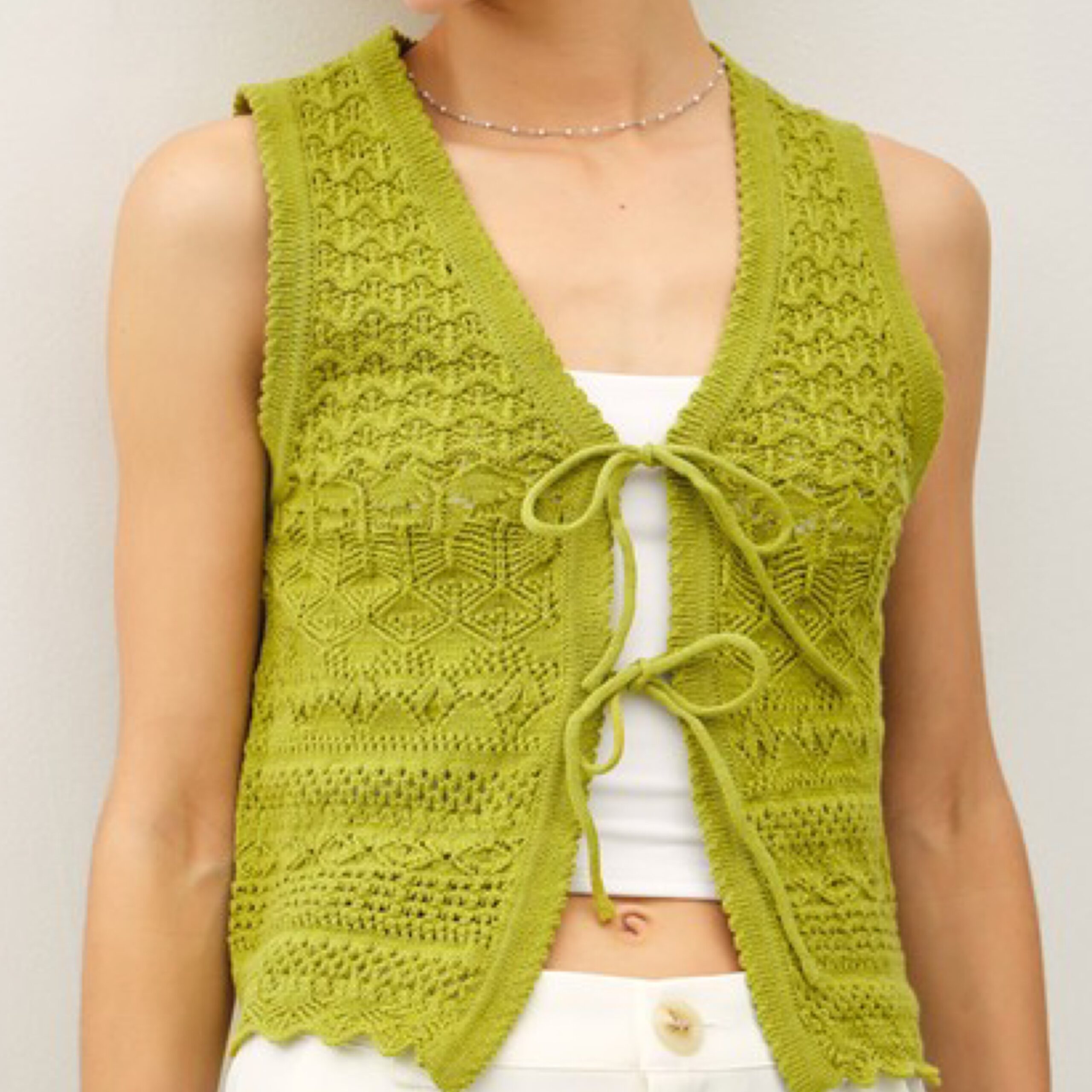 Crochet Knit Tie Vest