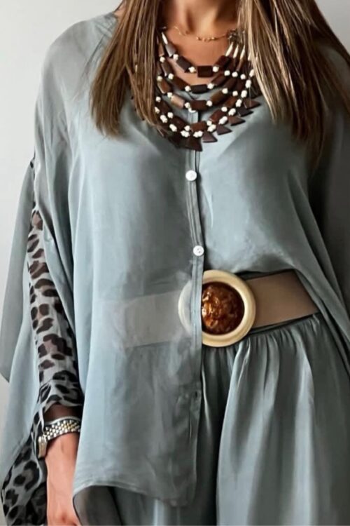 Silk Plain With Leopard Sides Top