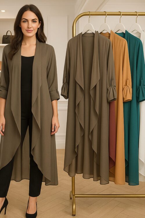 Italian Silk Long Cardigan With Sleeves