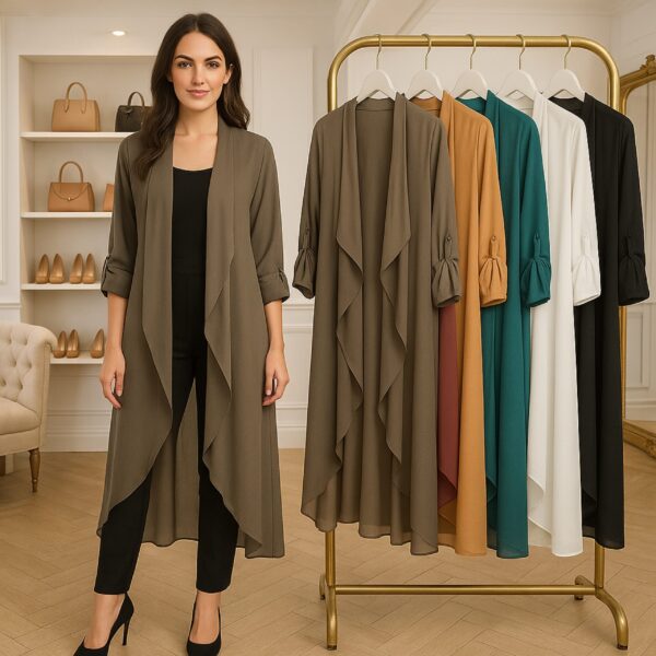 Italian Silk Long Cardigan With Sleeves
