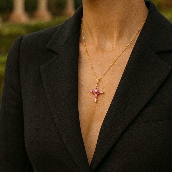 Cross With Red Gemstone