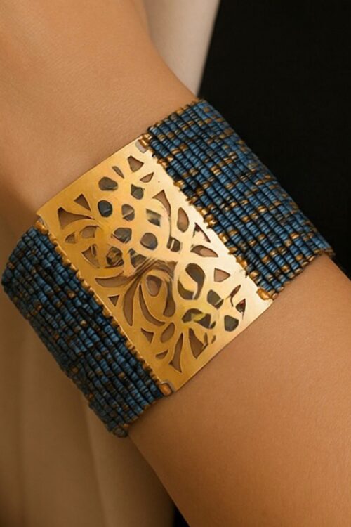 CLOVIS BRACELET IN GOLD, LIGHT BLUE AND METALLIC GRAY