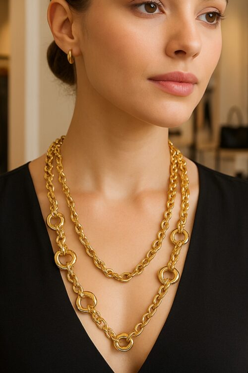 Long 6 Bit Necklace Gold