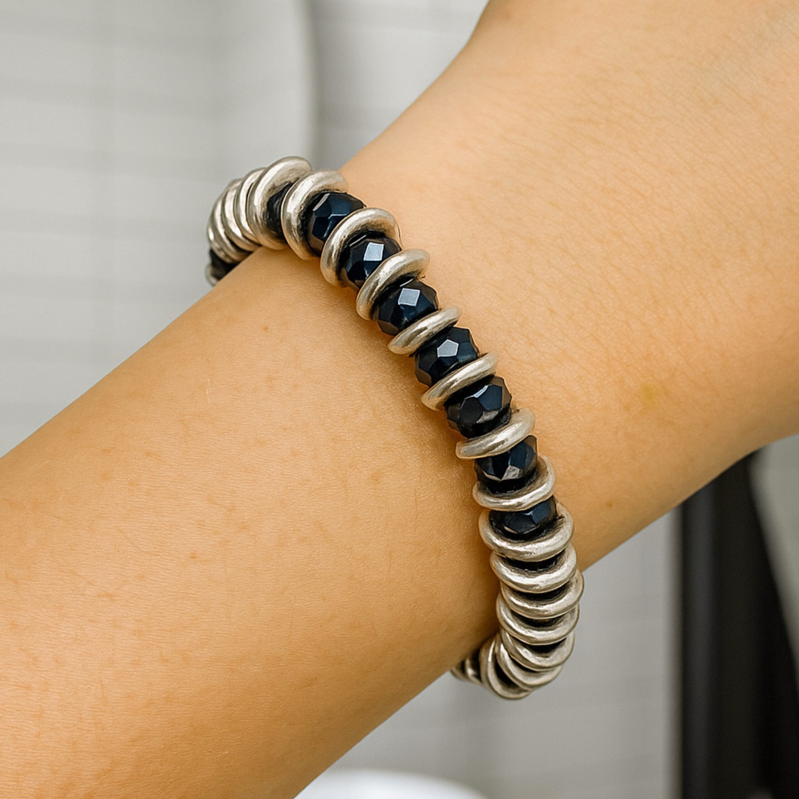 Zinc Glass and Metal Bracelet