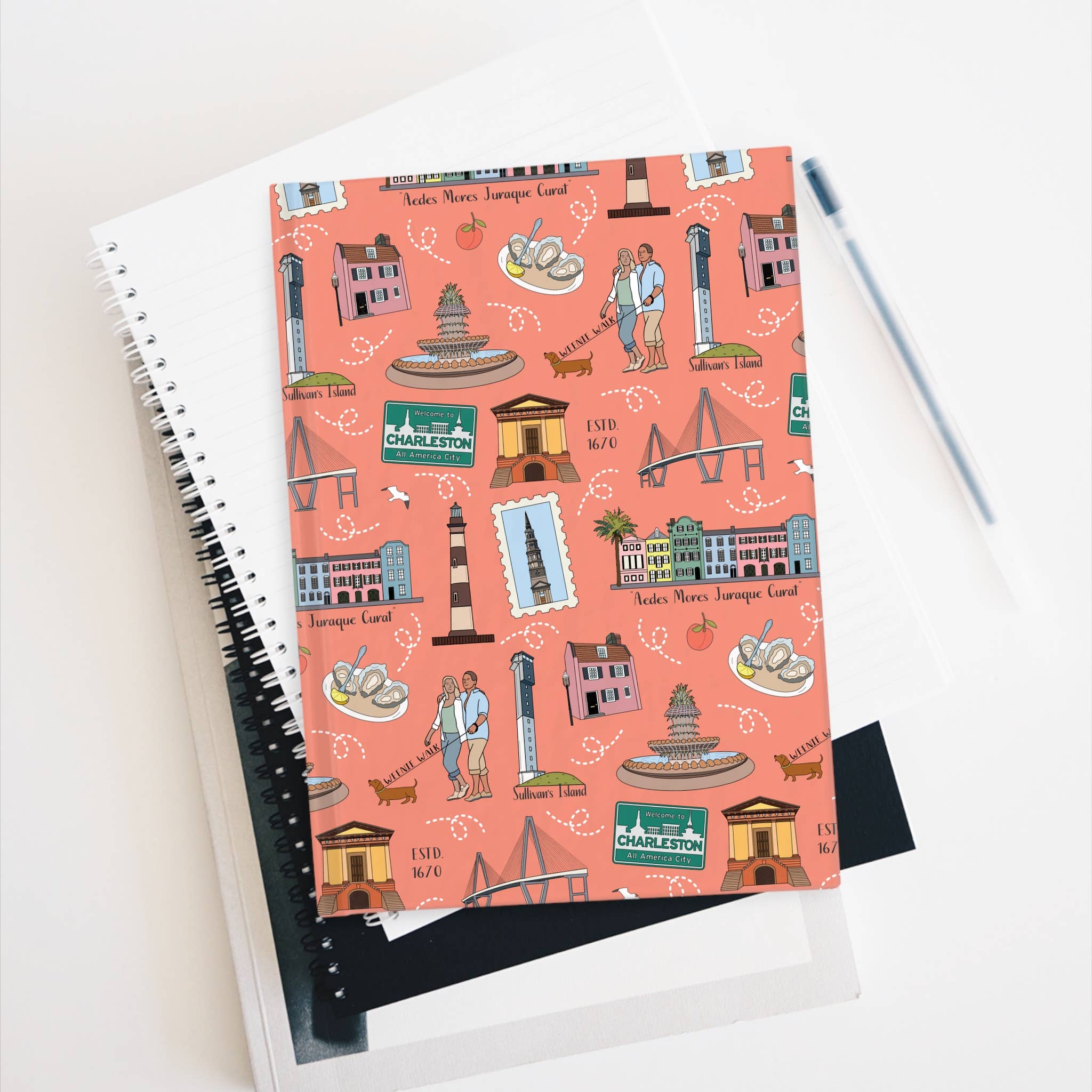 Paperback notebook with any city landmarks and any color