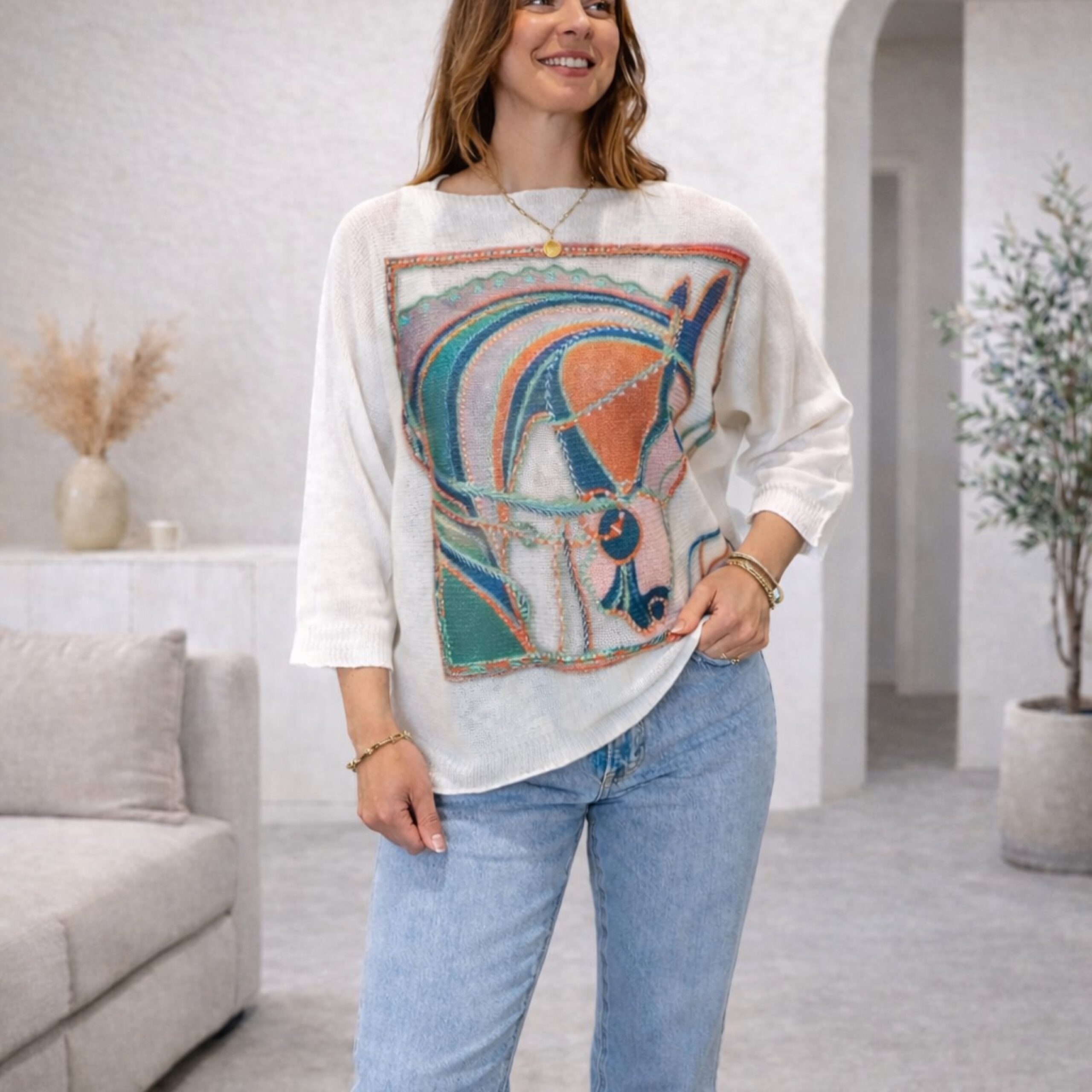 Equestrian Art Knit Top