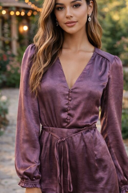 Satin Belted Romper