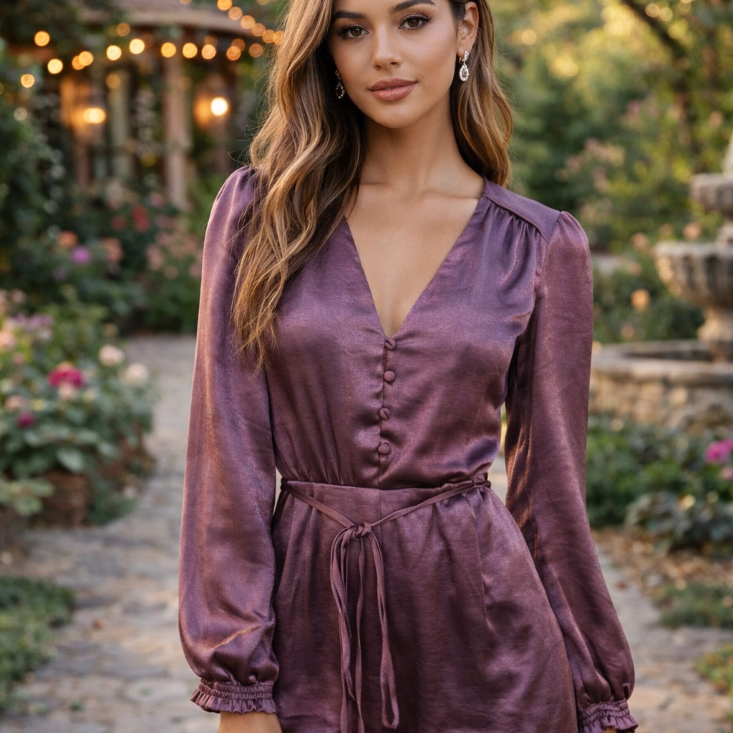 Satin Belted Romper
