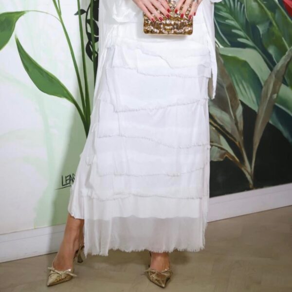 Luna Silk Tiered Maxi Skirt – Soft White