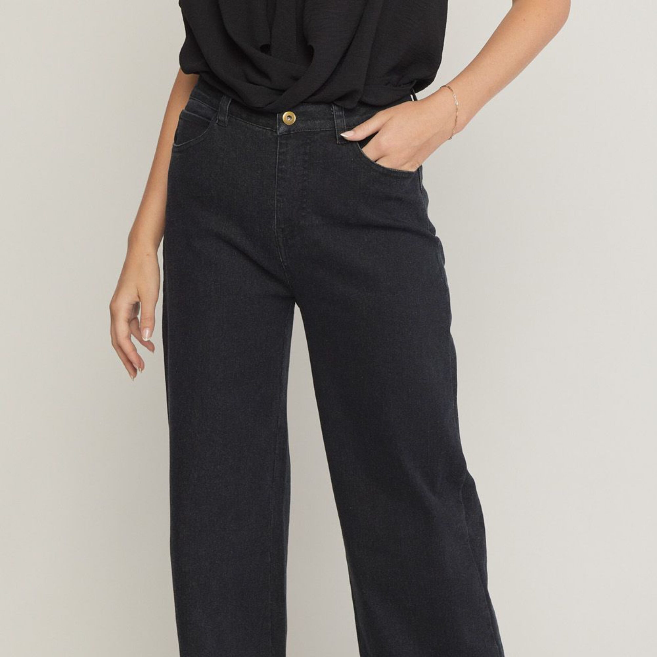 Denim acid wash high waisted wide leg jeans