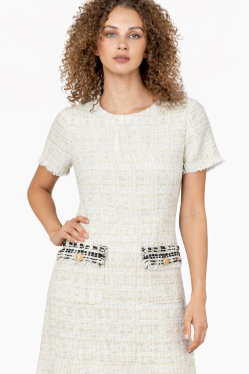 Tweed Fringed Mini Dress