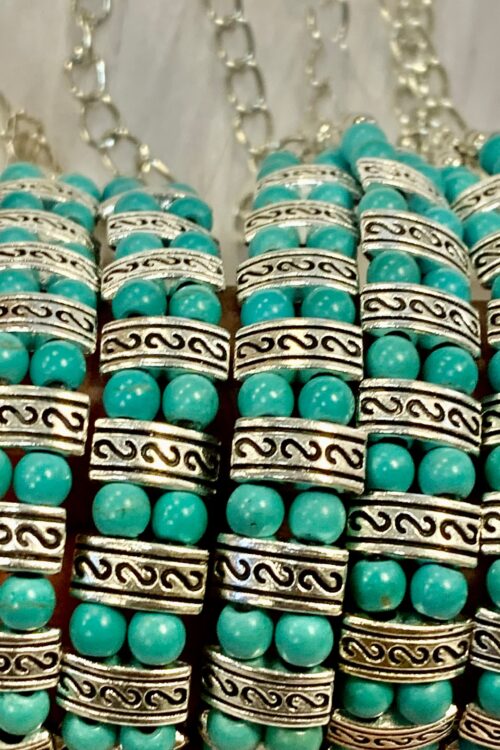 Teal Blue & Silver Bracelet