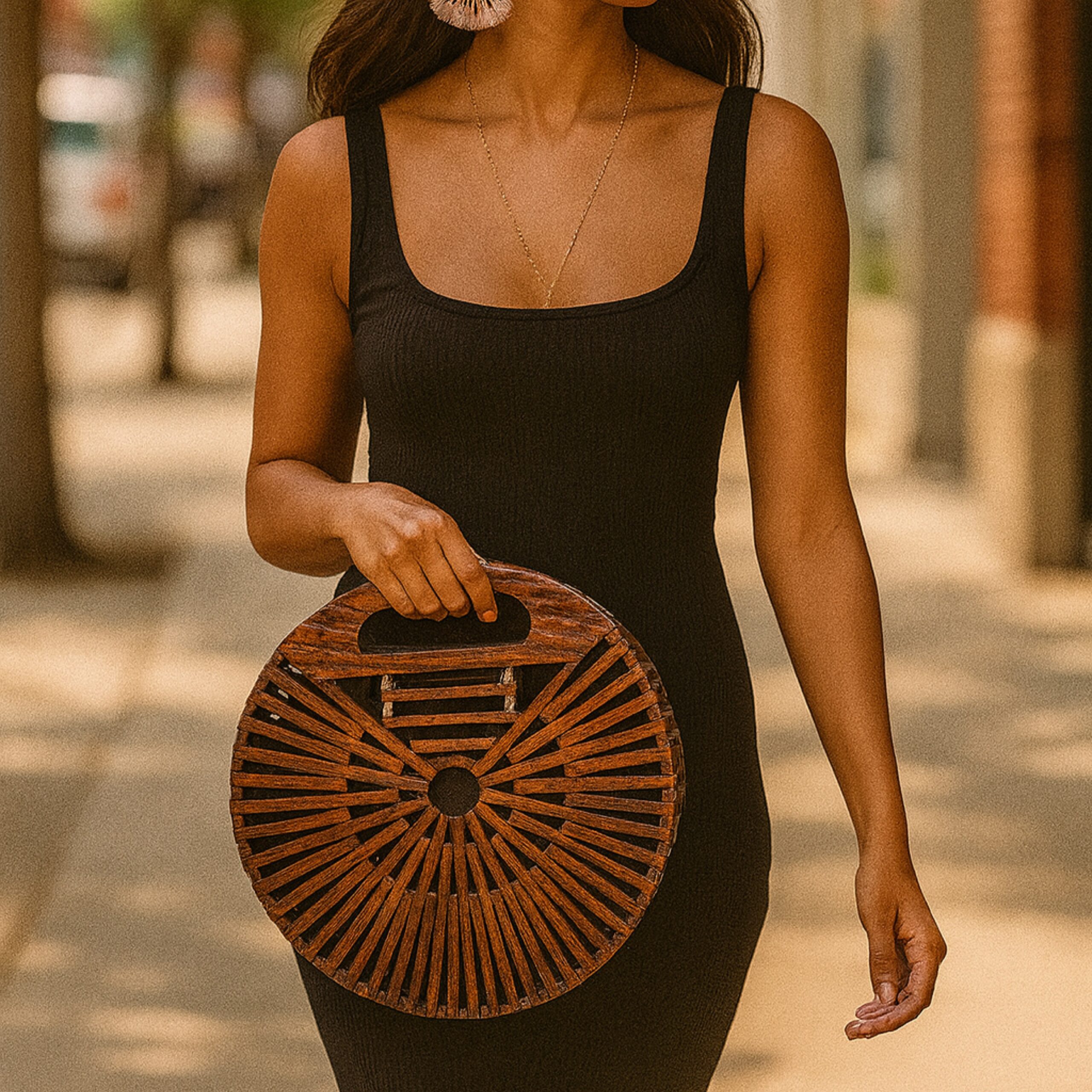 Large Acrylic Full Moon Bag with Top Handle