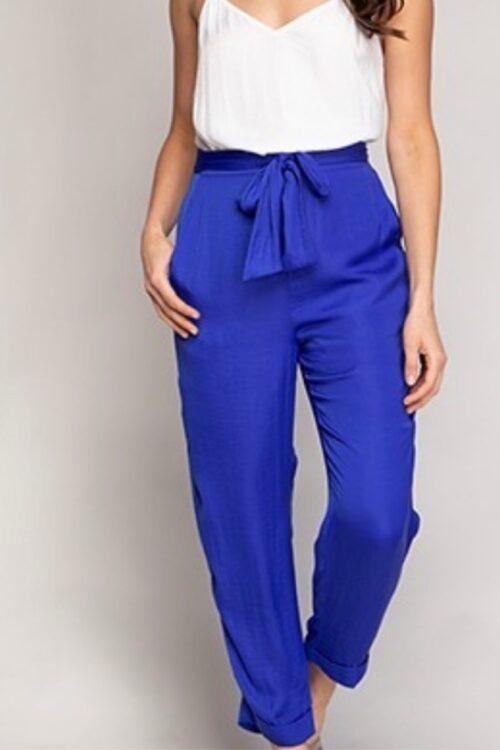 Capri Slim Leg Woven Pants - Capri Blue
