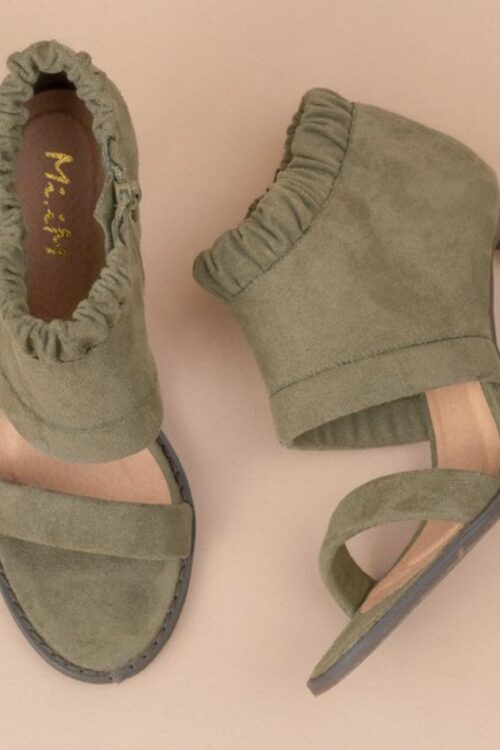MIIM Shaye - Vegan Suede Open Toe Heels - Olive