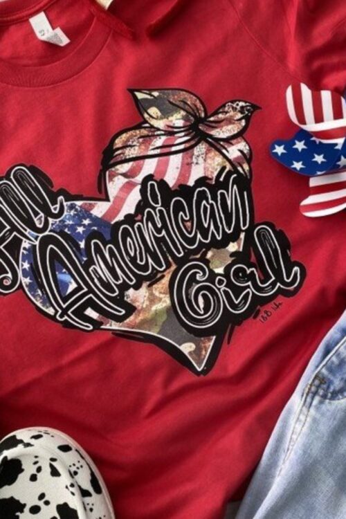 All American Girl ~ Basic short sleeve tee with a crew neck.