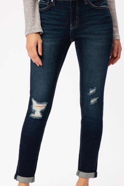 Mid Rise Distressed Ankle Skinny Jeans - KC7316D
