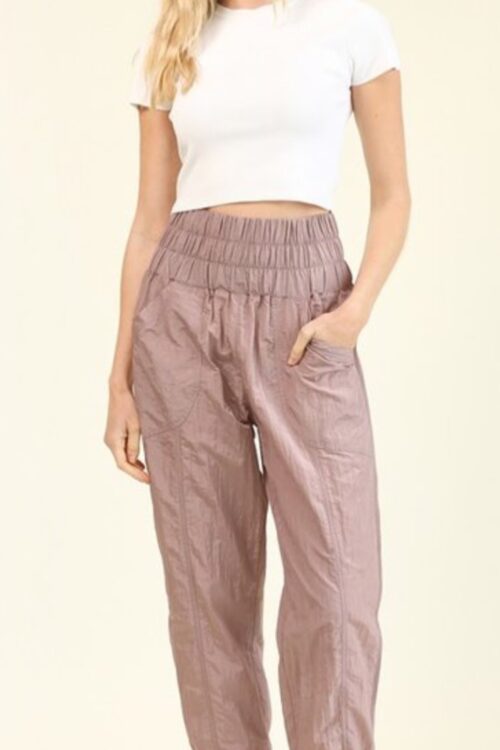 Solid Smocked Waistband Jogger Pants