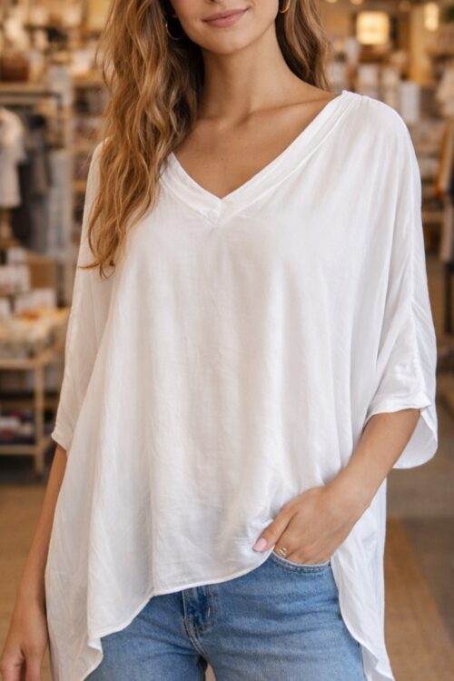 Silk V Neck Top