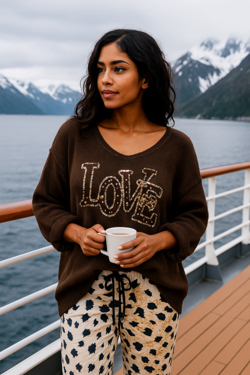 Love Italian Print Sweaters