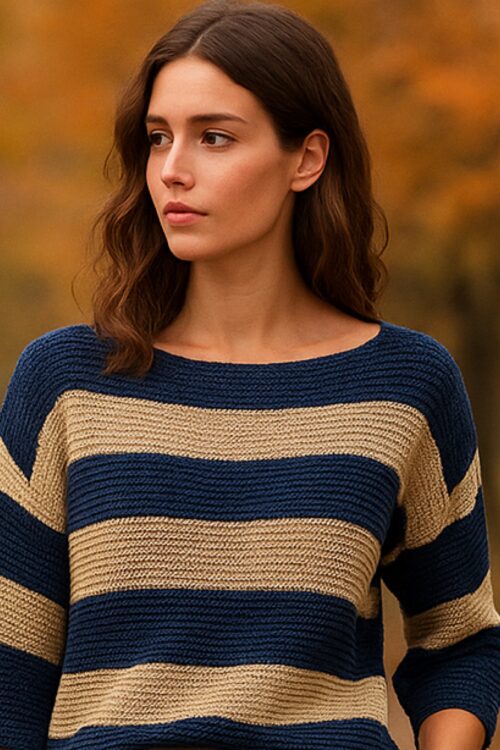 Riviera Striped Knit Italian Pullover Sweater