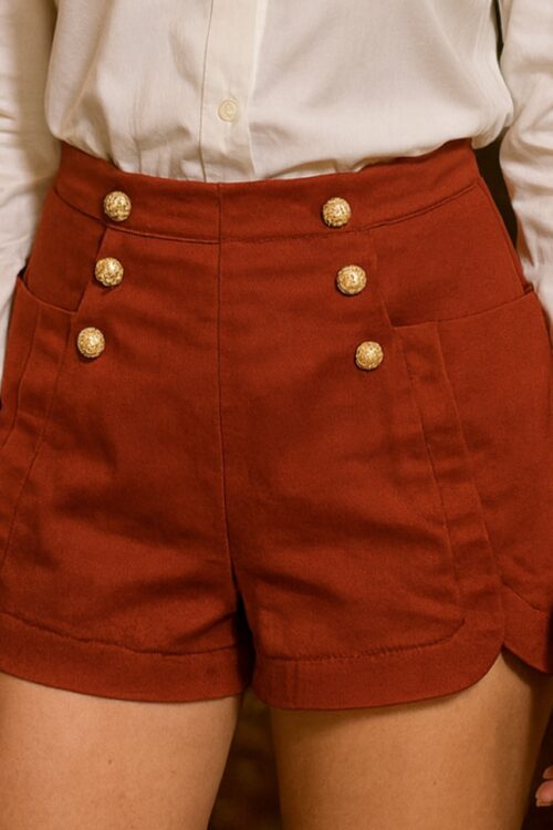 Solid High Waisted Utility Shorts