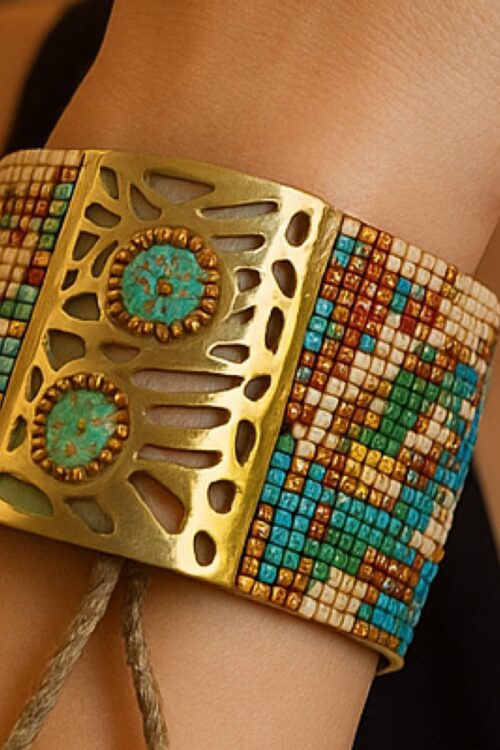 BUTTERFLY BRACELET IN GOLD, TURQUOISE, COPPER AND CREAM