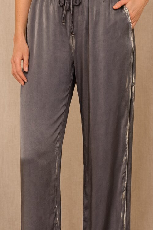 Aurelia Luxe Gray/Silver Satin Wide-Leg Pant