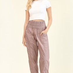 Solid Smocked Waistband Jogger Pants