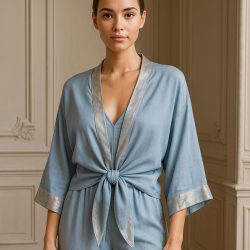 The Zannza Couture Blue Silver Shimmer Top